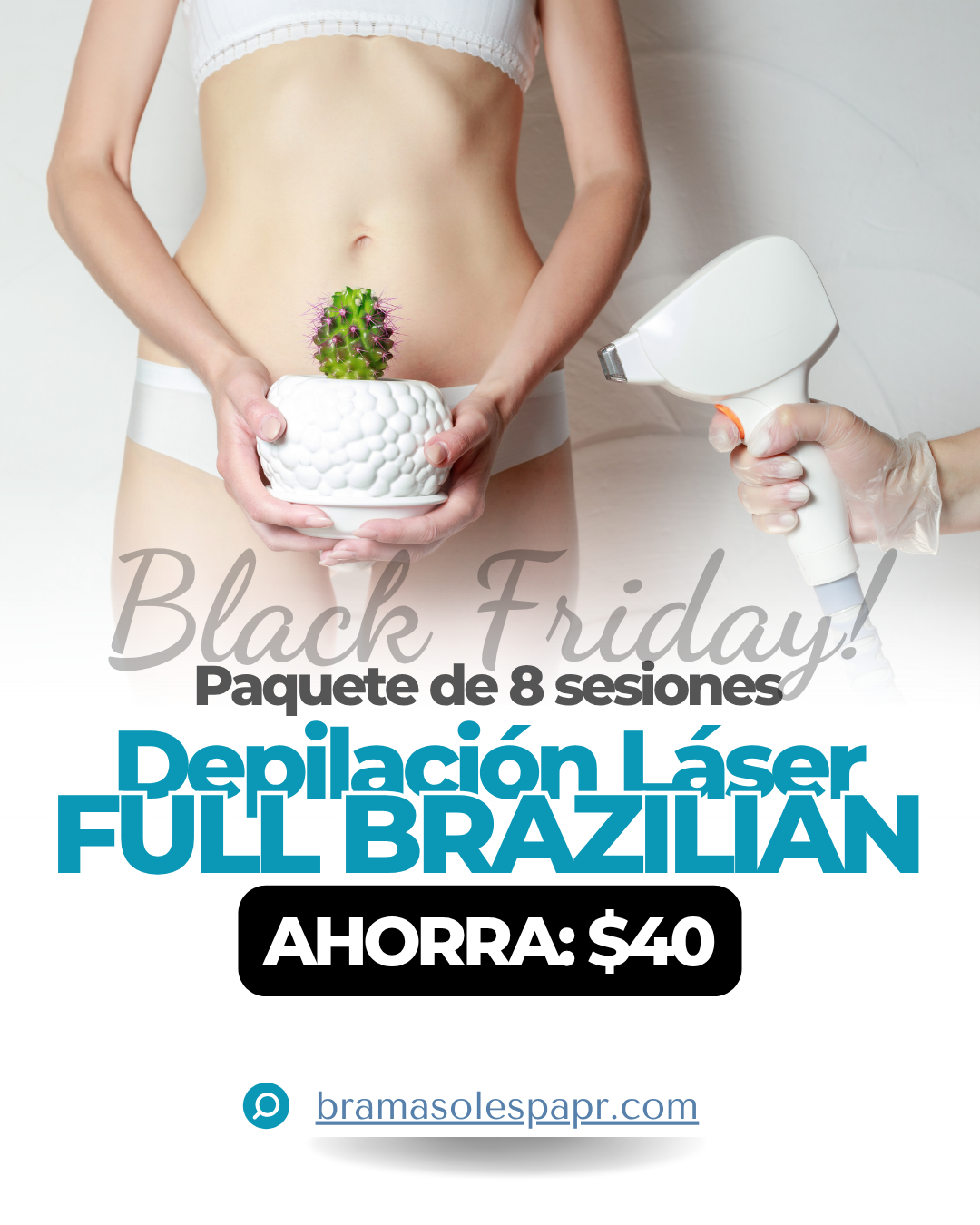 Full Brazilian (AHORRA $40) - Paquete Depilación Láser de 8 Sesiones