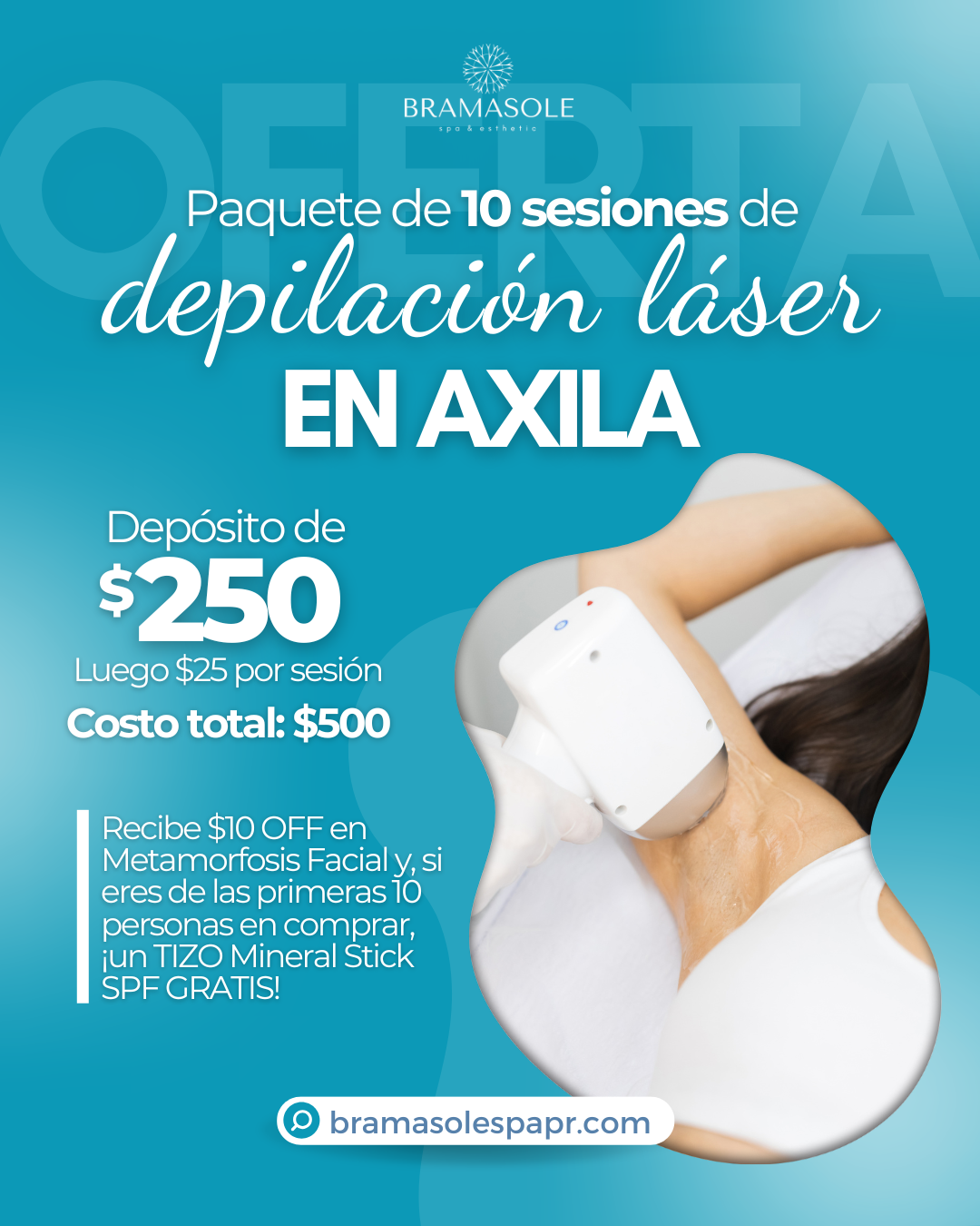 Paquete de 10 sesiones de Depilación Láser en Axilas