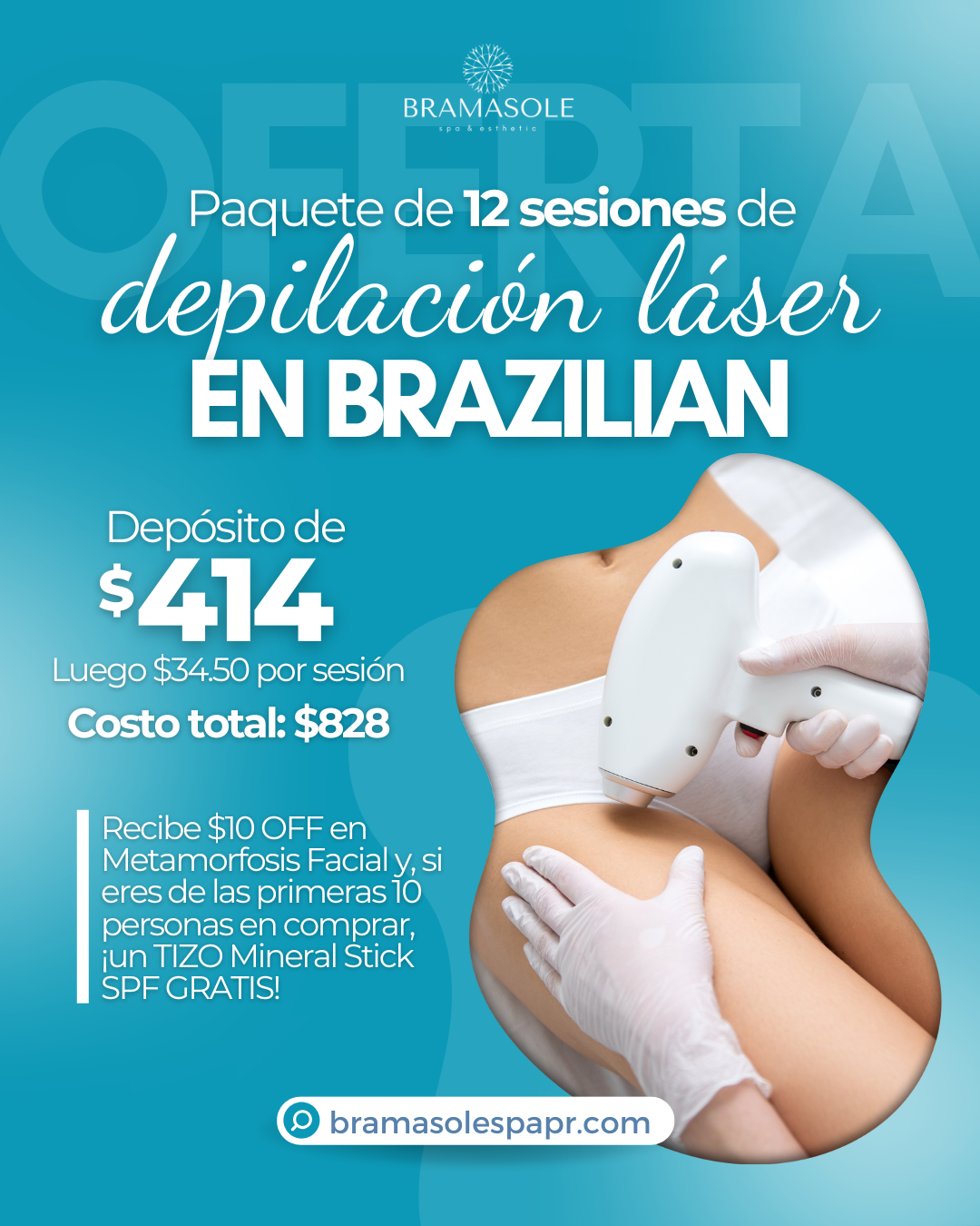 Paquete de 12 sesiones de Depilación Láser en Brazilian