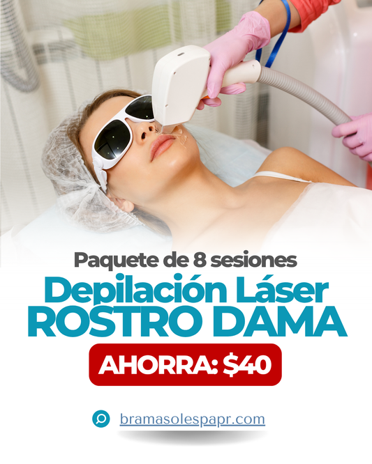 Rostro Dama (AHORRA $40) - Paquete Depilación Láser de 8 Sesiones