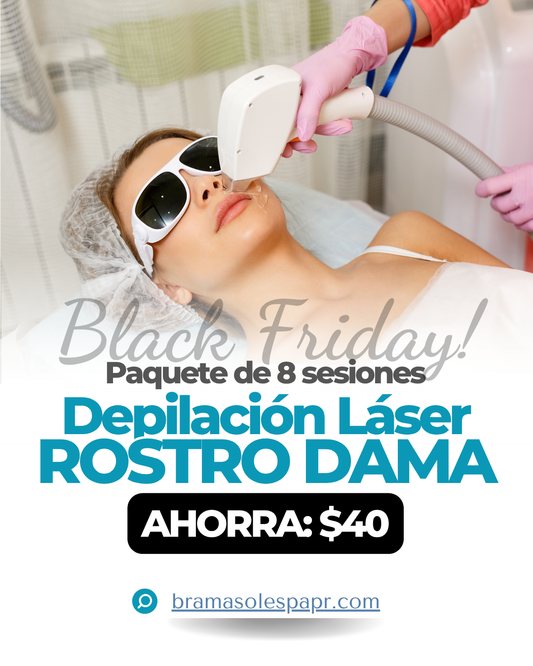 Rostro Dama (AHORRA $40) - Paquete Depilación Láser de 8 Sesiones