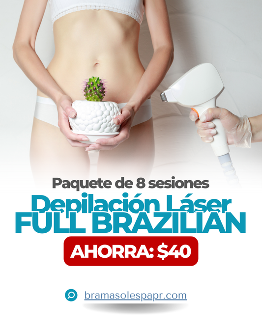 Full Brazilian (AHORRA $40) - Paquete Depilación Láser de 8 Sesiones