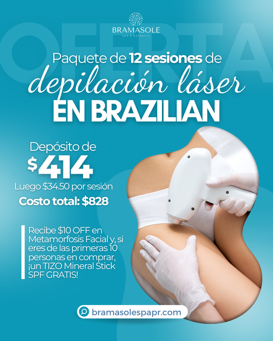Paquete de 12 sesiones de Depilación Láser en Brazilian