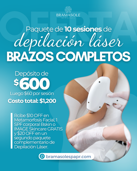 Paquete de 10 sesiones de Depilación Láser en Brazos Completos