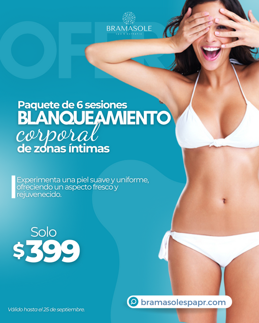 Paquete de 6 sesiones de Blanqueamiento Corporal en Zonas Intimas