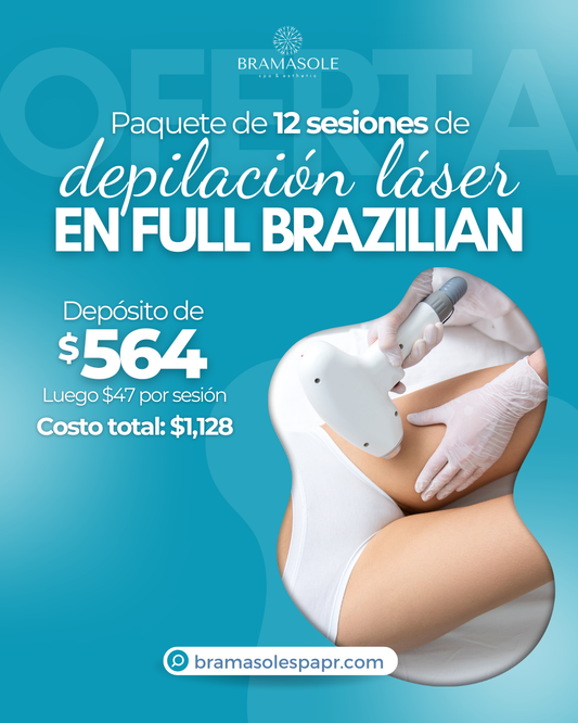 Paquete de 12 sesiones de Depilación Láser en Full Brazilian