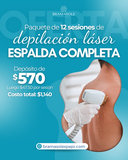 Paquete de 12 sesiones de Depilación Láser en Espalda Completa