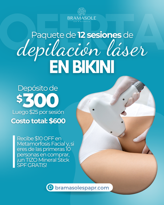 Paquete de 12 sesiones de Depilación Láser en Bikini